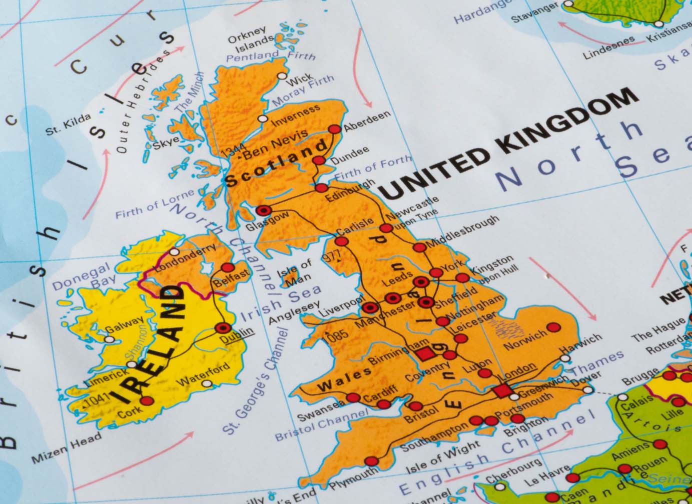 Map of United Kingdom and Ireland, Europe, European Union